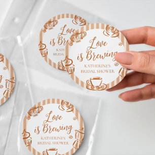 Love is Brewing Bridal Shower  Classic Round Sticker