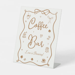 Love is Brewing Bridal Shower Coffee Bar Pedestal Sign