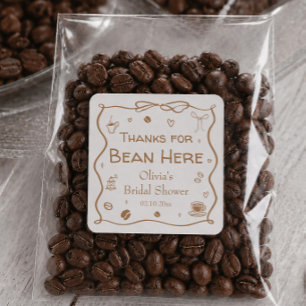 Love is Brewing Bridal Shower Coffee Beans Favour Square Sticker