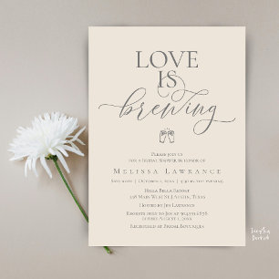 Love Is Brewing Bridal Shower   Elegant Script Invitation