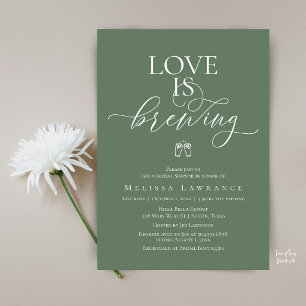 Love Is Brewing Bridal Shower   Elegant Script Invitation