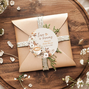 Love is Brewing Bridal Shower Favour Classic Round Sticker