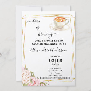 Love Is Brewing Bridal Shower Floral Roses Invitation