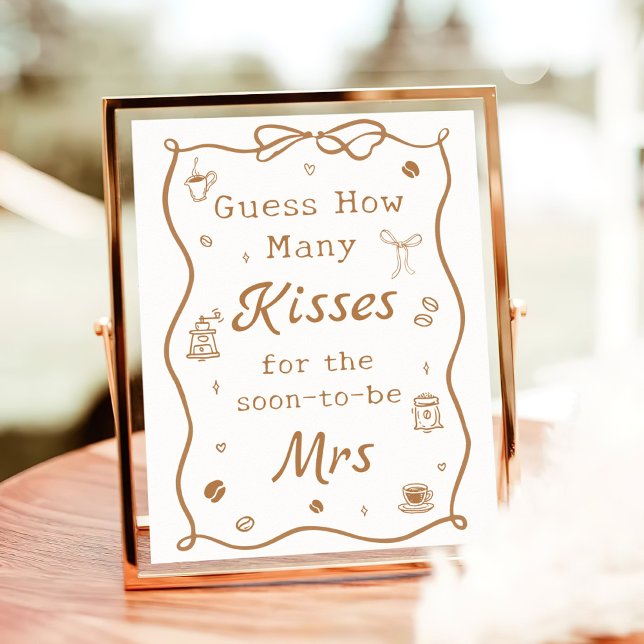 Love is Brewing Bridal Shower Guess how Many Kisse Poster (Creator Uploaded)