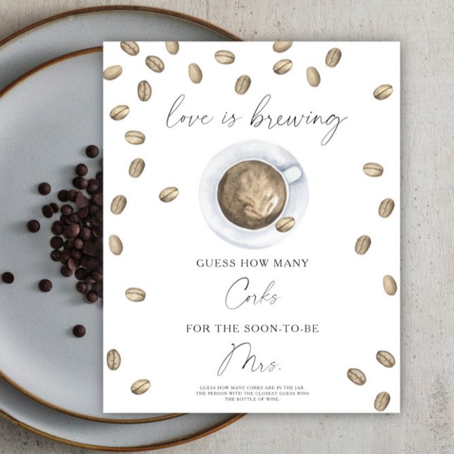 Love is brewing Bridal shower How Many Corks  Poster (Creator Uploaded)