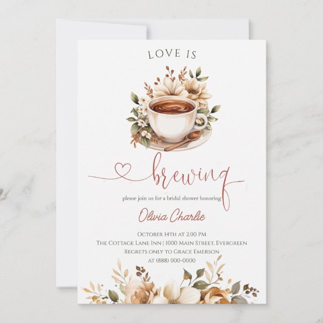  Love is Brewing Bridal Shower Invitation (Front)