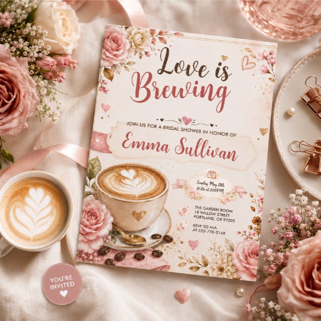 Love Is Brewing Bridal Shower  Invitation (Creator Uploaded)