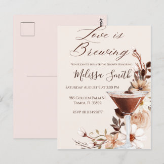 Love is Brewing Bridal Shower Invitation Postcard