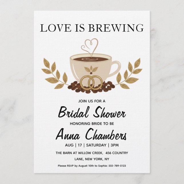 love is brewing bridal shower invitations (Front)