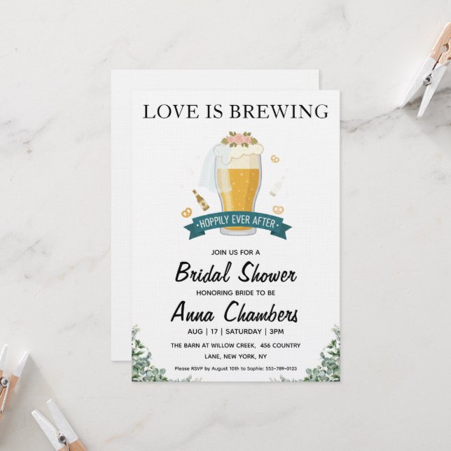 love is brewing bridal shower invitations (Front/Back In Situ)