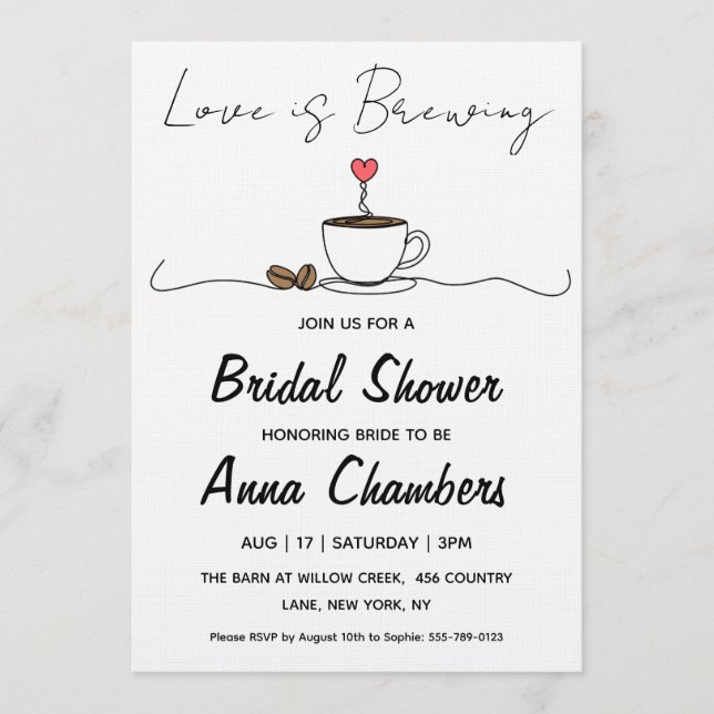 love is brewing bridal shower invitations (Front)