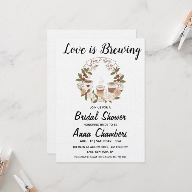 love is brewing bridal shower invitations (Front/Back In Situ)
