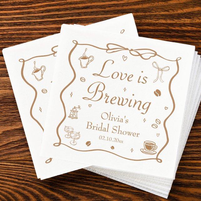 Love is Brewing Bridal Shower  Napkin (Creator Uploaded)