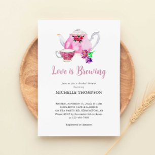 Love is Brewing Bridal Shower Tea Party Floral Invitation
