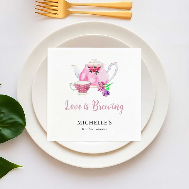 Love is Brewing Bridal Shower Tea Party  Napkin (Creator Uploaded)