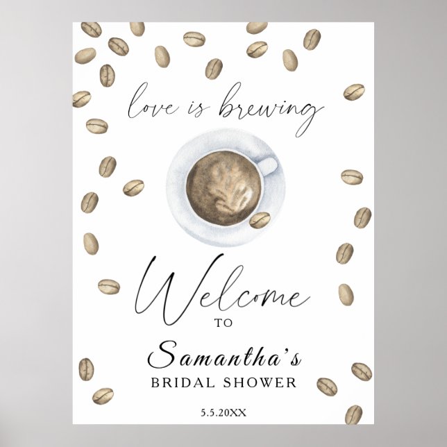 Love is brewing Bridal shower welcome Poster (Front)