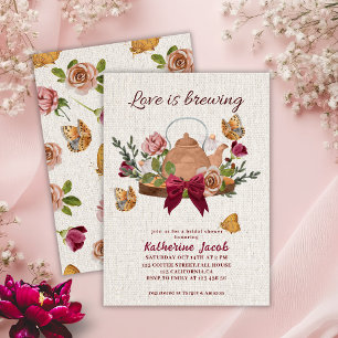 Love is brewing bridal tea fall Bridal Shower Invitation