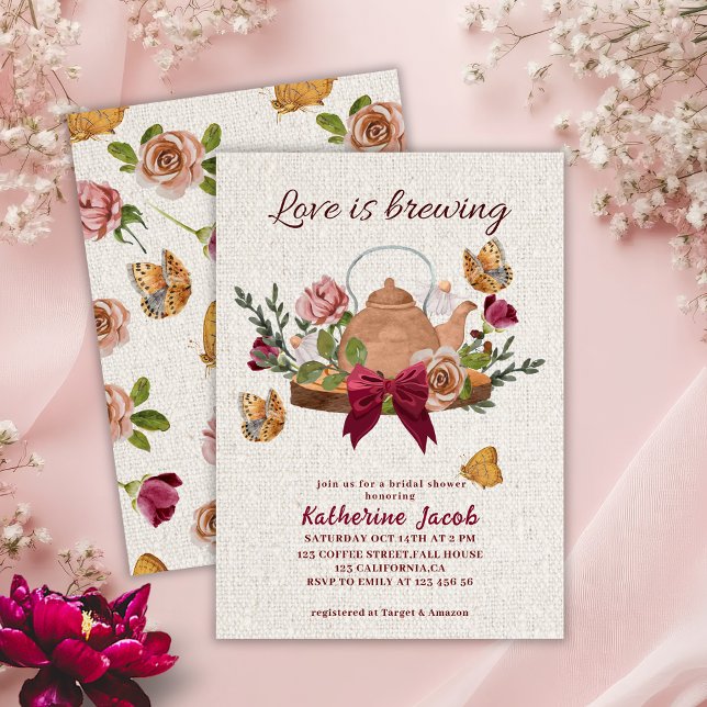 Love is brewing bridal tea fall Bridal Shower Invitation (Creator Uploaded)