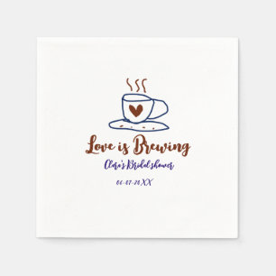 Love is Brewing brown blue bridal shower add name  Napkin
