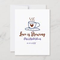 Love is Brewing brown blue bridal shower add name 