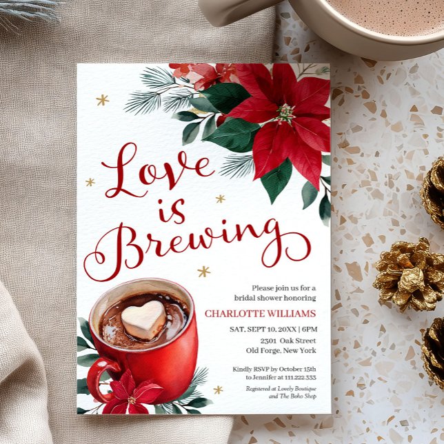 Love Is Brewing Christmas Bridal Shower Invitation (Creator Uploaded)
