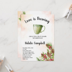 Love is Brewing Christmas Tea Bridal Shower Invitation