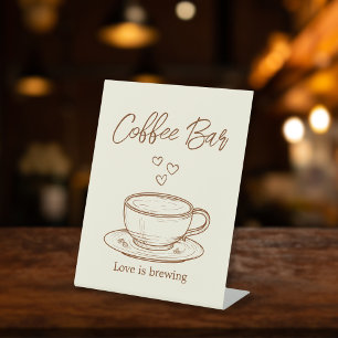 Love is Brewing Coffee Bar Pedestal Sign