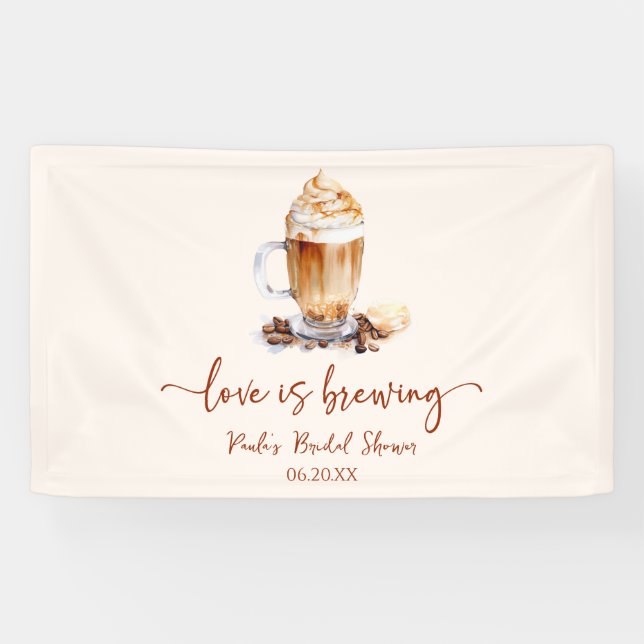 Love Is Brewing Coffee Beans Bridal Shower Banner (Horizontal)