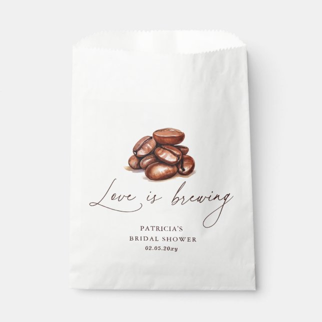 Love is Brewing Coffee Beans Bridal Shower Favour Bag (Front)