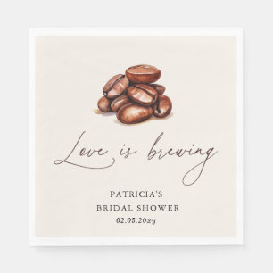 Love is Brewing Coffee Beans Bridal Shower Napkin