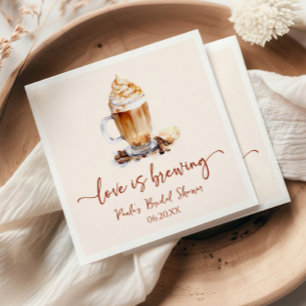 Love Is Brewing Coffee Beans Bridal Shower Napkin