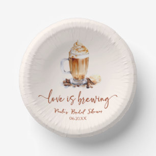 Love Is Brewing Coffee Beans Bridal Shower Paper Plate