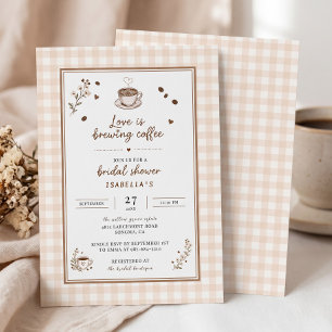 Love Is Brewing Coffee Boho Beige Custom Invitation
