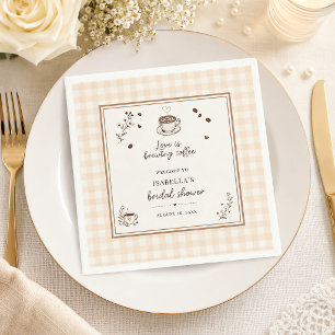 Love Is Brewing Coffee Boho Beige Custom Napkin