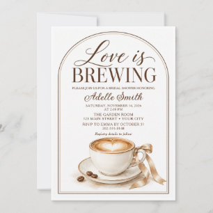 Love Is Brewing Coffee Bridal Shower Champagne Bow Invitation