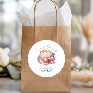 Love Is Brewing Coffee Bridal Shower  Classic Round Sticker