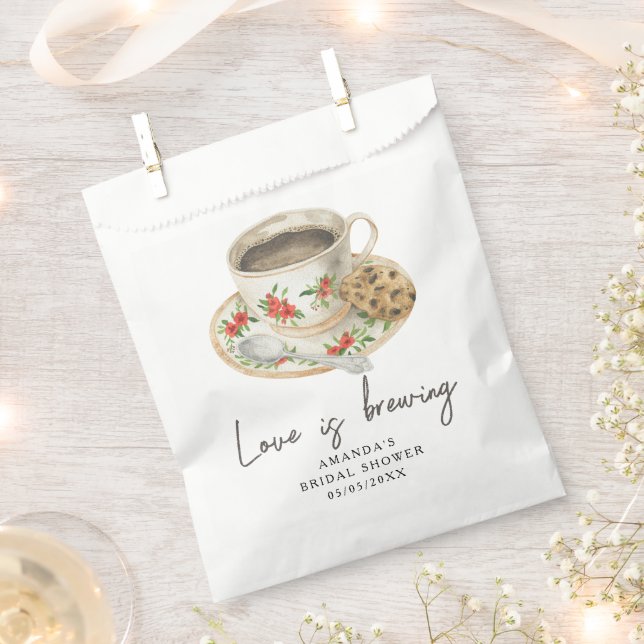 Love is brewing Coffee Bridal shower Favour Bag (Clipped)