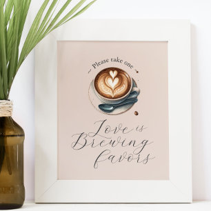 Love is Brewing Coffee Bridal Shower Favours Poster