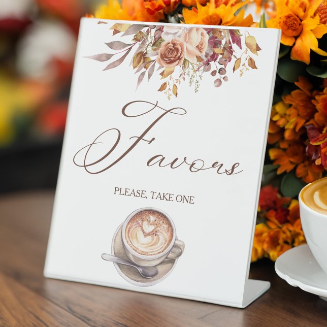 Love is brewing coffee bridal shower favours table pedestal sign (Love is brewing coffee bridal shower favors table pedestal sign personalized table decor)