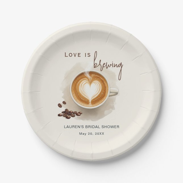 Love is brewing Coffee Bridal Shower In Paper Plate (Front)
