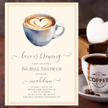 Love is Brewing Coffee Bridal Shower Invitation<br><div class="desc">Lovely coffee theme bridal shower invitation. The coffee cup has a foam heart in it! Amazing script calligraphy adds to the look. Such a wonderful design for your coffee bridal shower. See coordinating items in our shop,  Enchanted Finch.</div>