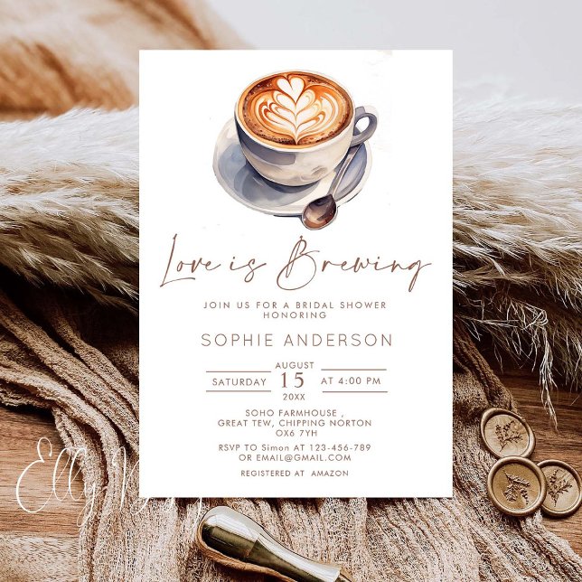 Love Is Brewing Coffee Bridal Shower  Invitation (Creator Uploaded)