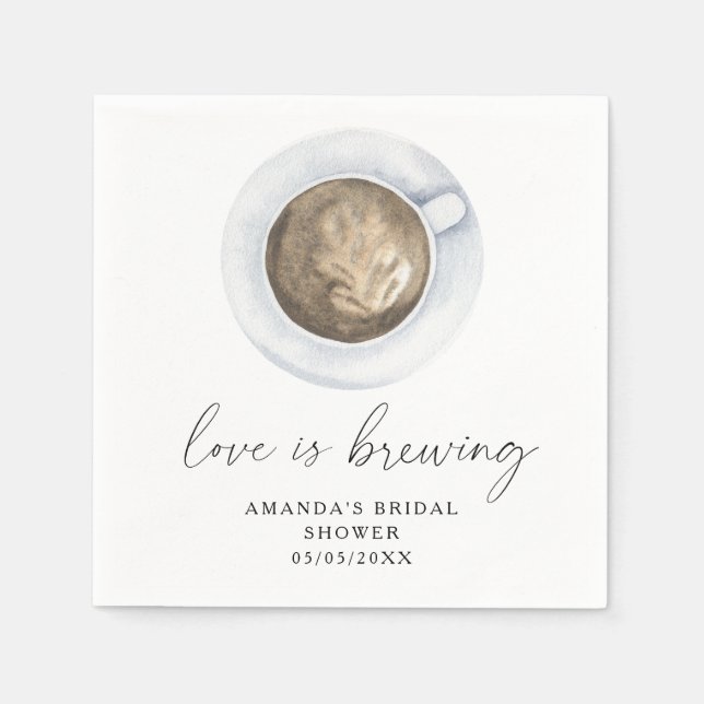 Love is brewing Coffee Bridal shower Napkin (Front)
