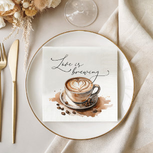 Love is Brewing Coffee Bridal Shower Napkin