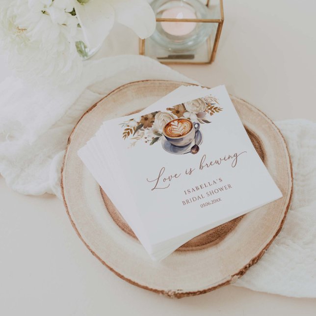 Love Is Brewing Coffee Bridal Shower Napkin (Creator Uploaded)