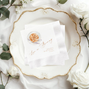 Love is brewing coffee bridal shower napkin