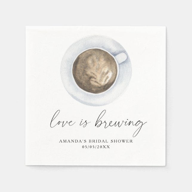 Love is brewing Coffee Bridal shower Napkin (Front)