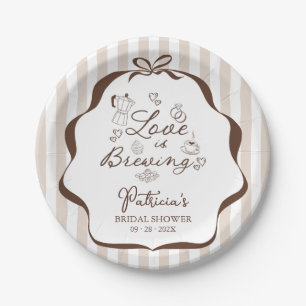 Love Is Brewing Coffee Bridal Shower Paper Plate