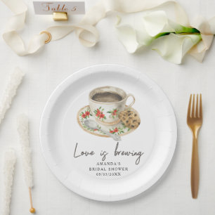 Love is brewing Coffee Bridal shower Paper Plate
