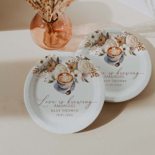 Love Is Brewing Coffee Bridal Shower Paper Plate